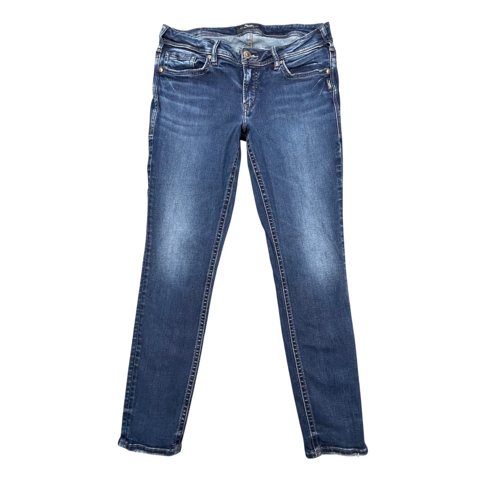 Silver Jeans Co Blue Suki Super Skinny Denim Whiskered Jeans Womens 14